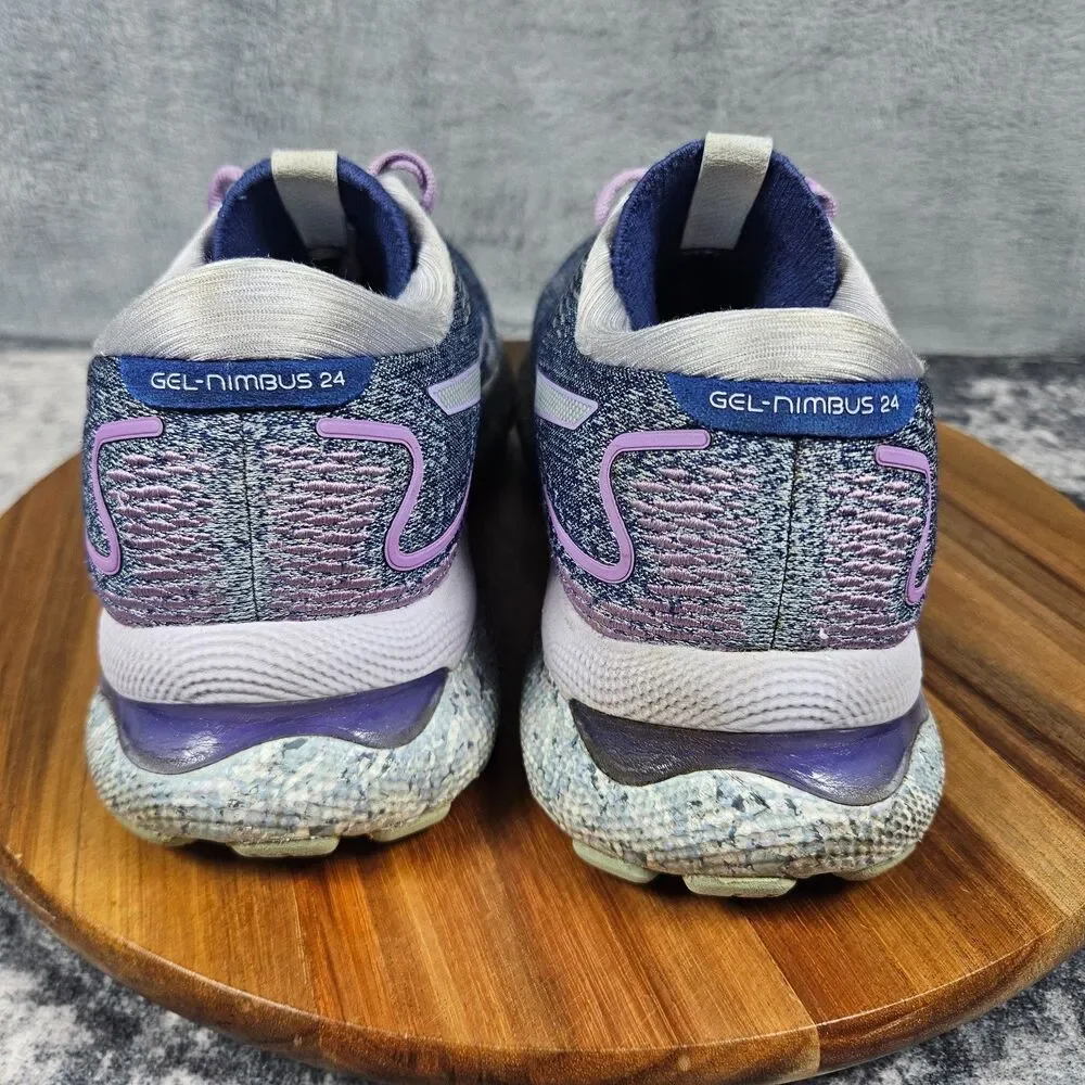 ASICS GEL-Nimbus 24 Shoes Womens 8.5 Purple Speckle Running Sneaker 1012B370